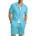 Men's Summer Hawaiian Print Short Sleeve Shirt & Shorts Set, Breathable Beach Outfit For Tropical Vacation, Casual Linen-Like Polyester Fabric_viptrois.com