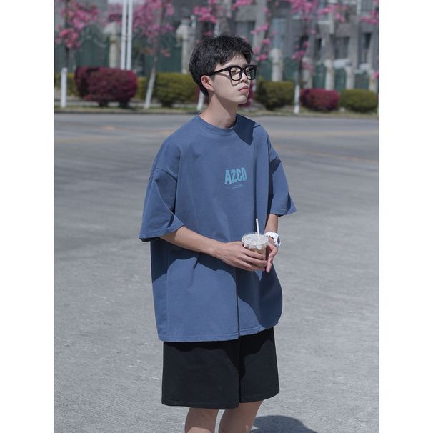 Summer New Pure Cotton Japanese Hong Kong Style Summer Round Neck Letter Printing Short Sleeve T-shirt Loose Casual Half Sleeve_viptrois.com