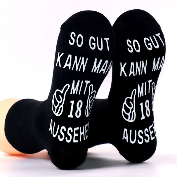 All-cotton mid-tube casual creative socks floor socks sole letter non-slip adhesive socks_viptrois.com