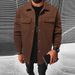 Men's Clothing Solid Color Casual Fleece-Lined Shirt Jacket, Lightweight Windproof Open-Front Cardigan With Spread Collar, Relaxed Fit Urban Outerwear_viptrois.com