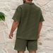 Men's Summer Casual Outfit Short Sleeve Shirt & Shorts Set - Breathable Polyester Comfort Fit For Outdoor Travel Beach Vacation S-XXXL_viptrois.com
