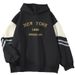American Style Color Block Sweatshirt Couple Loose Fit NEW YORK 1898 Pullover Outerwear Cool Top_viptrois.com