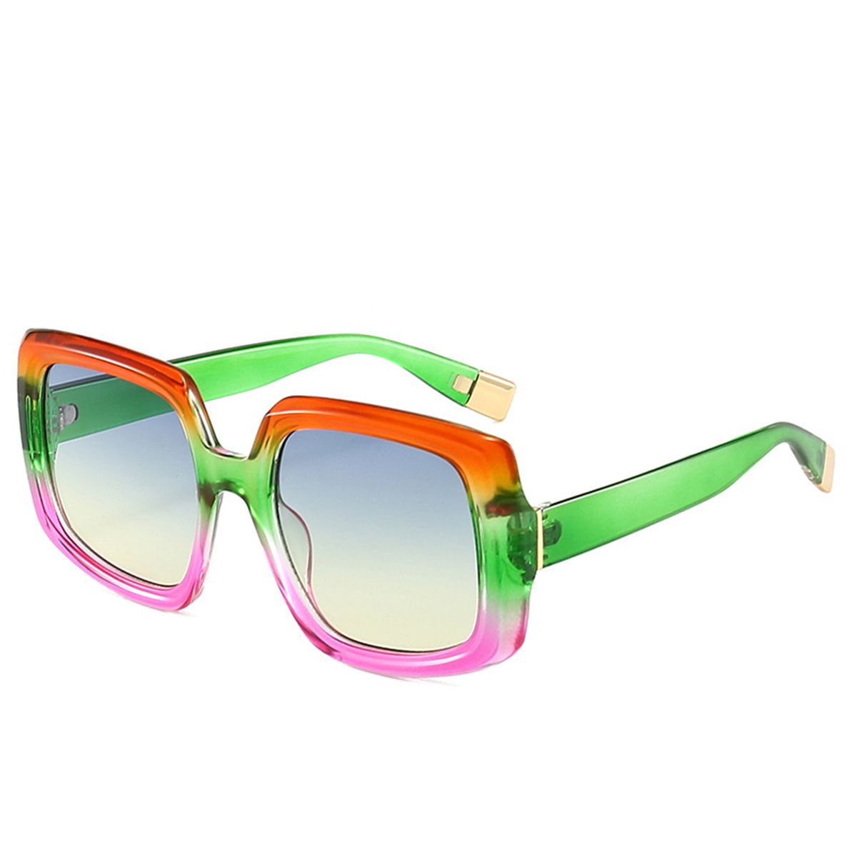 Men's Sunglasses UV Protection Fashion Square Champagne Color Gradient High End_viptrois.com