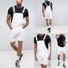 Men's Clothing Retro Men's Denim White Circle Hem Shorts Overalls_viptrois.com