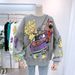 New Style Long Sleeve Crew Neck Loose Street Racing Dog Harajuku Girl Sweatshirt_viptrois.com