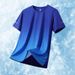 Men's Clothing Ice Silk Quick Drying Sports Round Neck Short Sleeved Large Size Gradient Camouflage Print Short Sleeved_viptrois.com