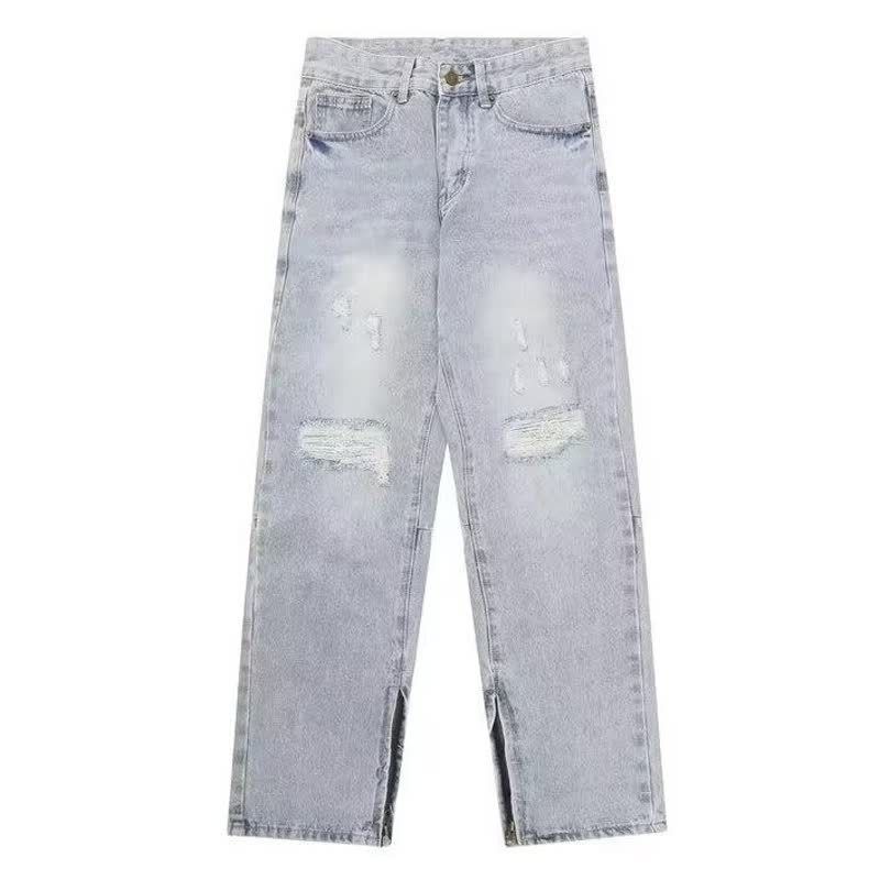American Retro Distressed Wide Leg Jeans, New Summer Style, Thin, High Waisted, Loose, Slimming, Couple's Floor Length Pants_viptrois.com