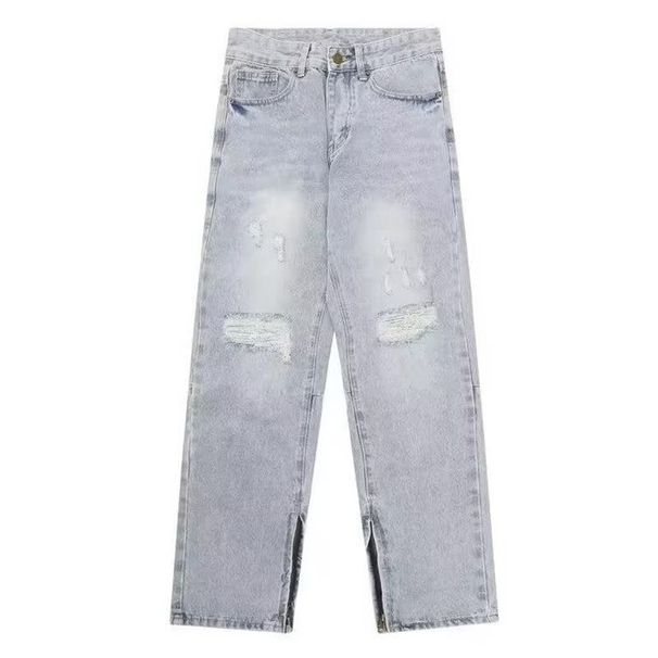 American Retro Distressed Wide Leg Jeans, New Summer Style, Thin, High Waisted, Loose, Slimming, Couple's Floor Length Pants_viptrois.com