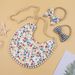 Ins New Children's Baby Saliva Towel Linen Cotton Comfortable and breathable Printing Double-sided Bib Headband Set Burp Cloths_viptrois.com