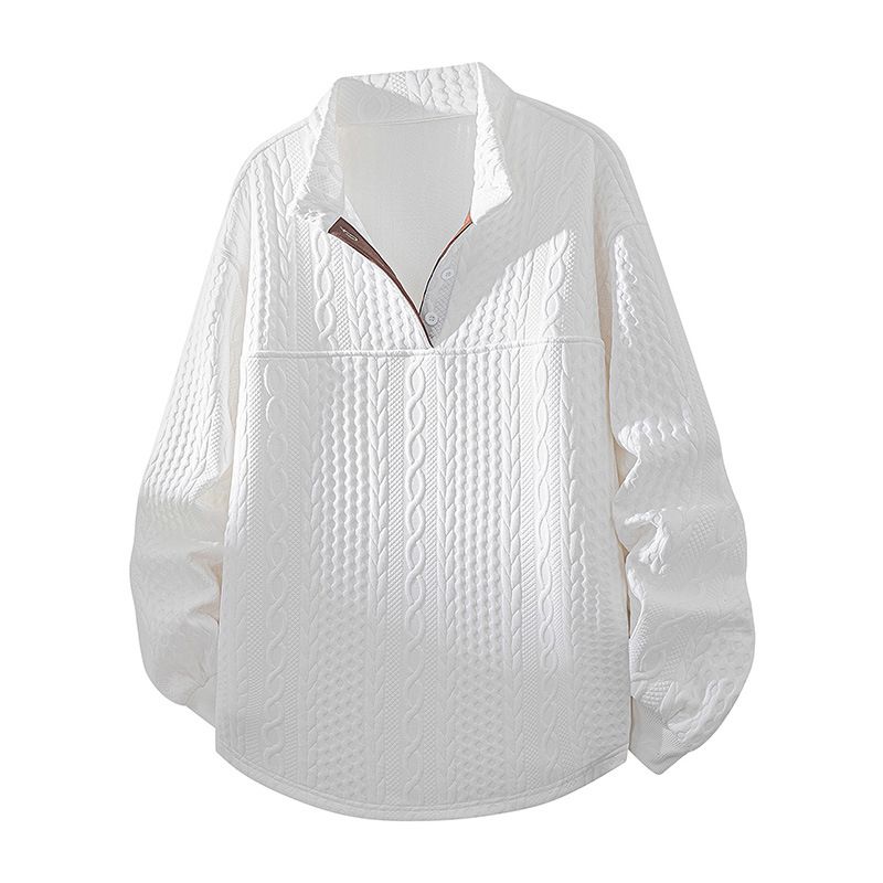 Japanese Jacquard Long Sleeve Sweatshirt For Men – Oversized Streetwear Pullover With Ribbed Hem (Black/White, M-8XL)_viptrois.com