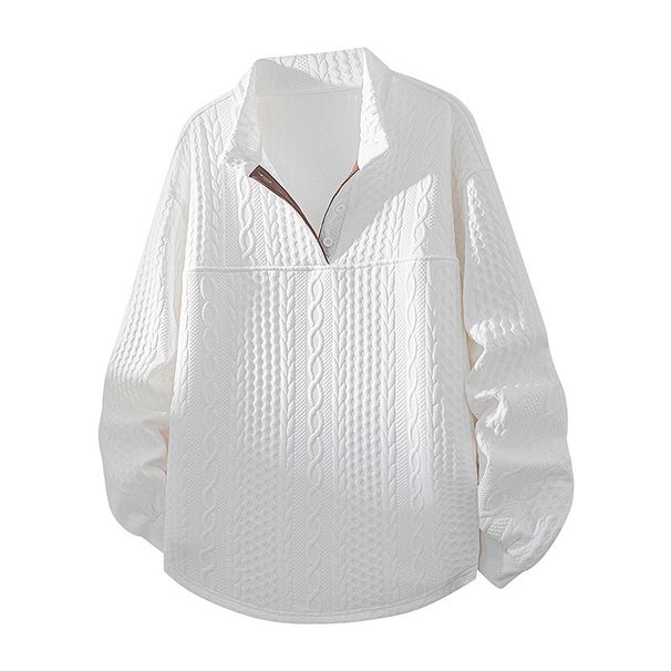 Japanese Jacquard Long Sleeve Sweatshirt For Men – Oversized Streetwear Pullover With Ribbed Hem (Black/White, M-8XL)_viptrois.com