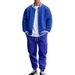Men's Loose Sports Suit Autumn Winter American Style Stand Up Collar Velvet Casual Jacket Baseball Uniform Trousers_viptrois.com