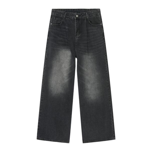 EF JEANS | 2024 New Product, Black And Gray Hong Kong Style Retro Trend Straight Loose Casual Jeans For Men And Women_viptrois.com