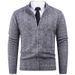 Men's Autumn And Winter Zipper Cardigan Sweater European And American Fashion Stand-up Collar Twisted Knitted Jacket Men_viptrois.com