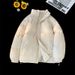 Stand Collar Silk Men's Winter Coat Trendy Puffer Short Loose Solid Color Windproof Cotton Jacket_viptrois.com