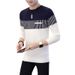 Pure Cross-Border Long Sleeve Round Neck Color Block Vertical Striped Sweater Trendy Youth Korean Version Slim Fit Men's_viptrois.com