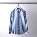 Men's Wide Striped English Embroidered Fashionable Casual Shirt Cotton Blend Long Sleeve Black White Trendy Business Wear_viptrois.com
