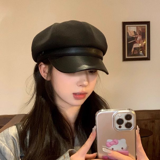 Woolen Octagonal For Women 2024 Autumn Winter Literary Melard Painter Hat Face Slimming Versatile Beret_viptrois.com