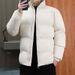 Men's Winter Padded Jacket With Stand Collar - Lightweight Warm Coat For Couples, Japanese Streetwear Style, Thickened Short Puffer Coat_viptrois.com