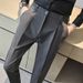 Men's Slim Fit Cropped Business Suit Trousers Casual Summer Thin Trendy Drapey Sophisticated Cool Bottoms_viptrois.com