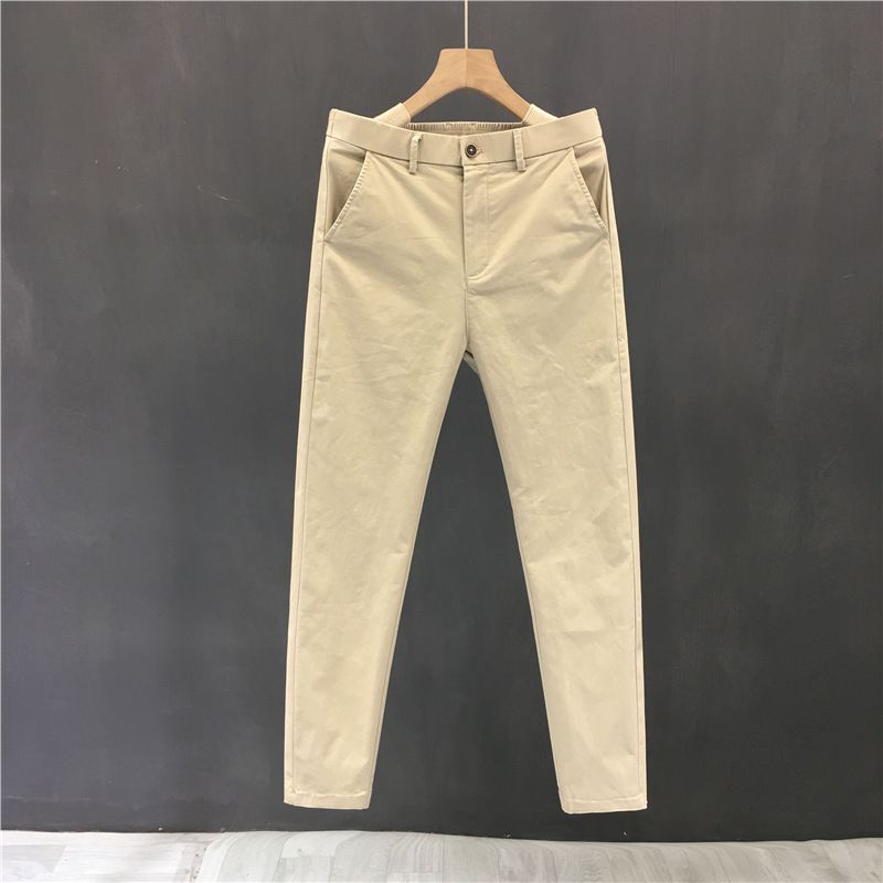 Men's Clothing High End Solid Color Nine Point Pants Spring And Summer New Korean Version Slim Fit Versatile British Style Straight Casual Pants_viptrois.com