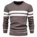 Men's Clothing Casual Striped Men's Sweater Pullover Color Block Round Neck_viptrois.com