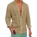 Men's Clothing Men's Shirt Linen Shirt Summer Shirt Beach Shirt Solid Color Casual Daily Long Sleeve Lapel Spring Summer Clothing_viptrois.com