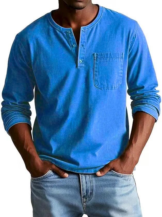 Men's Slim Fit Long Sleeve T-Shirt - Breathable Round Neck Casual Top For Autumn & Winter_viptrois.com
