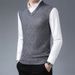 Men's V-Neck Sleeveless Sweater Vest - Slim Fit Knit Pullover For Autumn & Winter - Casual Solid/Checkered/Floral Pattern_viptrois.com