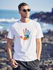 Maglietta 180g Cotone Puro Stampa Mani Colorate Basic Quattro Stagioni, Stile Vintage Streetwear Americano Unisex Per Coppie E Strato Base Casual_viptrois.com