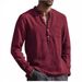 Men's Clothing Men's Long Sleeve V Neck Casual Beach Shirt Men's Clothing_viptrois.com