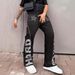 Men's Clothing Print Pattern Multi Zipper Slit Double Layer Casual Trousers_viptrois.com