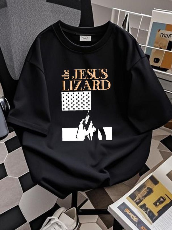 The Jesus Lizard 90s Graphic Reprint Black T Shirt Men Women Tee NH6207 Summer Top For Everyday Wear Casual Designer Clothes Stretched Streetwear_viptrois.com