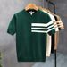 Men's Clothing Pullover Thin Short Sleeved T Shirt Advanced Round Neck Thin Knitted Sweater Half Sleeve_viptrois.com
