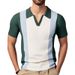 Men's Clothing Menswear Summer New Lapel Sweater Patchwork Contrast Color Pullover Business Polo Shirt_viptrois.com