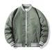 Men's Vintage Bomber Jacket - Solid Color Casual Pilot Coat With Zip Details, Lightweight Nylon Baseball Style Loose Fit Jacket For Autumn_viptrois.com