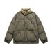 Unisex Vintage-Inspired Short Puffer Jacket, Minimalist Stand Collar Coat With Thickened Cotton Fill, Streetwear For Couples & Urban Styling_viptrois.com