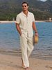 Men's Clothing Summer Sports Short Sleeved + Long Pants Two Piece Men's Casual Suit Hawaiian Beachwear Short Sleeved Shirt_viptrois.com
