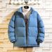 Men's Winter Fleece Lined Puffer Jacket With Stand-Up Collar, Thickened Warm Coat For Outdoor Activities, Unisex Thermal Parka _viptrois.com