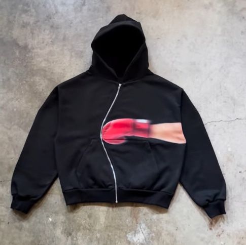 Y2K Punk Zip-Up Hoodie – Oversized Dark Aesthetic Pullover With Fist Print (S-XL)_viptrois.com