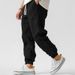 Men's Cotton-Linen Casual High-Quality Elastic Waist Straight-Leg Solid Color Comfortable Breathable Jogger Pants_viptrois.com