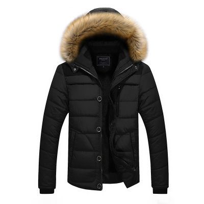 "Men's Heavyweight Hooded Down Jacket – Winter-Ready Parka With Velvet Lining (Khaki/Red/Black/Dark Blue, M-6XL)"_viptrois.com