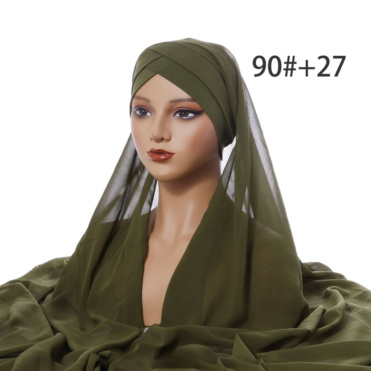 Solid Color Chiffon Headscarf – Universal All-Season Forehead Wrap (Breathable Ladies Cross Headscarf Hat)_viptrois.com
