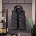 Men's Lightweight Quilted Nylon Jacket With Detachable Hood, Slim Fit Casual Zip-Up Vest For Autumn Winter (Black, Navy, Army Green, Burgundy, Blue)_viptrois.com