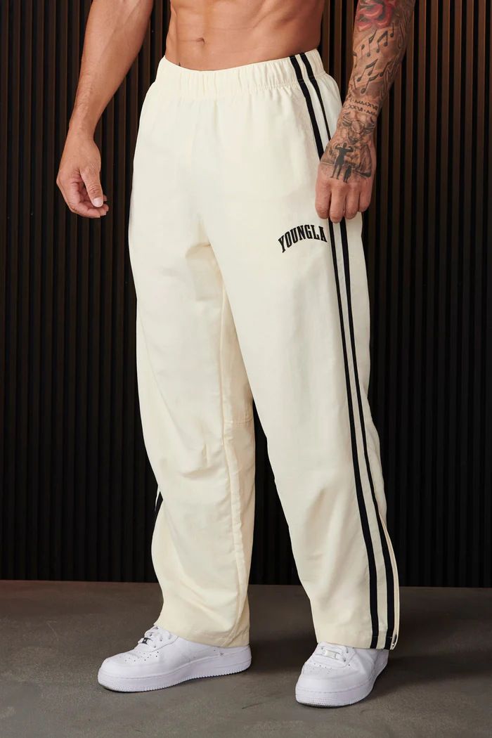 Men's Clothing Sports Pants Double Stripe Stitching Printed Casual Pants Gym Sports Fitness Mid Waist Straight Pants_viptrois.com