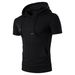 Men's Clothing New Summer Solid Color Hooded Short Sleeved Shirt Casual Sports T Shirt Outdoor Fitness Top_viptrois.com