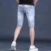 American Casual Trendy Ripped Cat Whiskers Denim Straight Leg Ruff Handsome Summer Men's Five Quarter Pan Student_viptrois.com