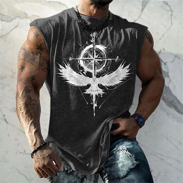 Men's Clothing Sleeveless Daily Tops Vest Fashion Sports Wish Printing Top_viptrois.com