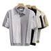 Men's Clothing Ice Silk Lapel Short Sleeved Polo Shirt Men's Striped Color Matching Breathable Cool Thin Half Sleeved Knitted Sweater_viptrois.com