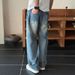 Men's Clothing Men's Autumn 3D Bamboo Joint Retro Blue Washed Jeans, Loose Fit Casual Pants, Versatile Extended Straight Leg Pants_viptrois.com